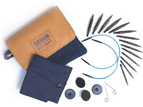 KnitPro Set austauschbare Rundstricknadeln Indigo Wood Short, 3,00 mm - 6,00 mm