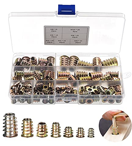 YIXISI 120 Pièces Écrous Hexagonaux en Alliage de Zinc Assortiment, Écrou Insère la Vis à Six Pans Creux de Meubles, Écrous d'insertion Filetés M4 / M5 / M6 / M8 / M10, pour Meubles en Bois