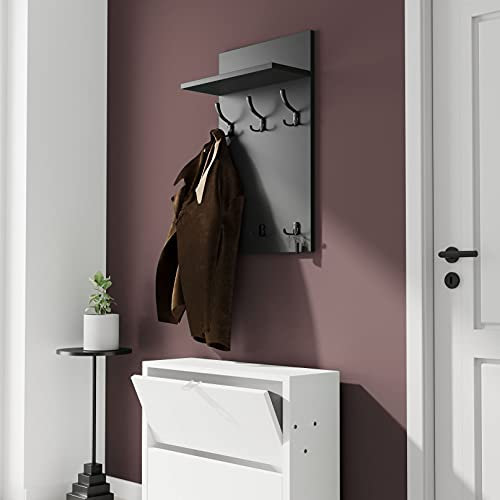AKKE 90x50 | MEDI Garderobenpaneel Wandgarderobe Garderobe Wandpaneel Kleiderstange SCHWARZ | ANTHRAZIT