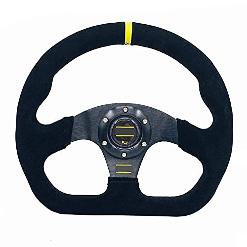 Sportlenkrad Universal 13 Zoll 320mm Flache Drift-Lenkrad Leder Racing Sport Lenkrad mit Aluminiumhalterung Lenkrad