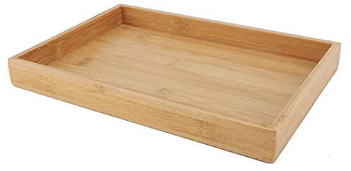 Rechteckiges Serviertablett Bambustabletts Dinner-Serviertablett, Snacktablett für Speisen, Tee, Kaffee, Getränke und Mehr 28x19.5x3 cm