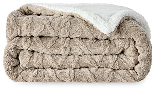 BEDSURE Kuscheldecke 220x240 Decke Sofa - Wohndecke Strickdecke Große, Sofadecke Doppelgesicht Extra Weich, Kuscheldecke Flauschig XXL Wohnzimmer, Wolldecke Taupe, Couchdecke Sofa überwurfdecke