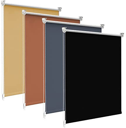 bobodeco Verdunklungsrollo ohne Bohren & mit Bohren, Verdunkelungsrollo Klemmfix, Schwarz 55x200cm (BxH), Thermorollo Sichtschutz und Sonnenchutz, Rollos Hitzeschutz für Fenster & Tür