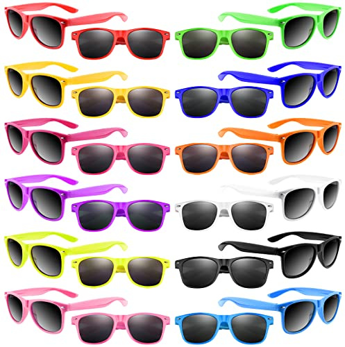 Bouiexye 48 Stück Kinder Sonnenbrillen Neon Jungen und Mädchen Brillen Kinder Party Favors Big Bag Filler Strand Pool