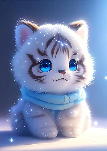 Diamond Painting Erwachsene, 5D Diamant Painting Bilder Tiere Set, DIY Diamant Crystal Arts Craft Cross Stickerei Malerei Kits Home Wand Décor (Tiger 30x40cm)