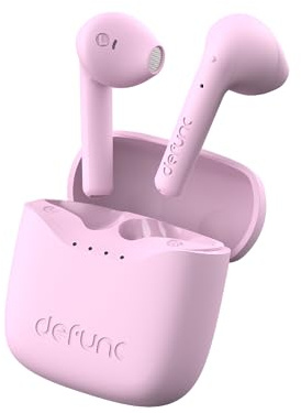 Defunc True Lite Rose - Écouteur sans Fil Bluetooth 5.3 Hi-FI Son Stéréo, Contrôle Tactile, Microphones Intégrés, 20 Heures Durée de Lecture, USB-C Charge, pour iOS et Android Telephone