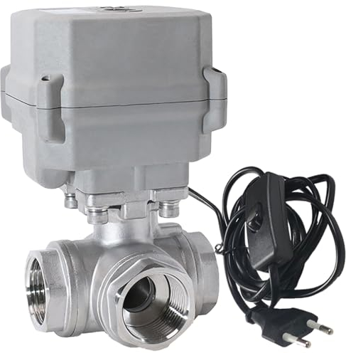 kezhai Dream 3/4 110VAC-230VAC Edelstahl 3-wege Normalerweise geschlossen motorisierter Kugelhahn,mit EU-Stecker