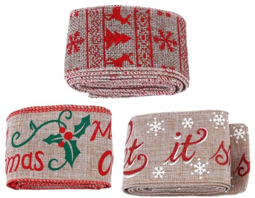 Amosfun 3stücke Pack Weihnachtsgeschenkband Diy Geschenkverpackungsband Dekoratives Band Zum Einpacken Für Weihnachten