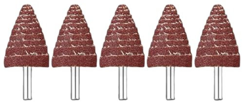 YOUNAFEN Lot de 5 têtes de roue à lamelles abrasives coniques pour meulage, polissage, trous profonds dans divers matériaux abrasifs