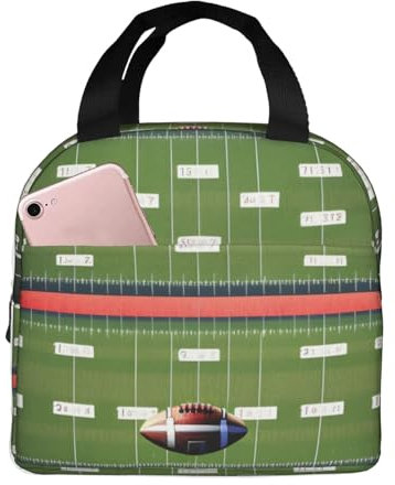 MyPiky American Football Feld Und Ball Druck Mittagessen Tasche Tragbare Mittagessen Tasche Lunch Box Isolierte Mittagessen Tote Für Frauen Männer Arbeit Reise