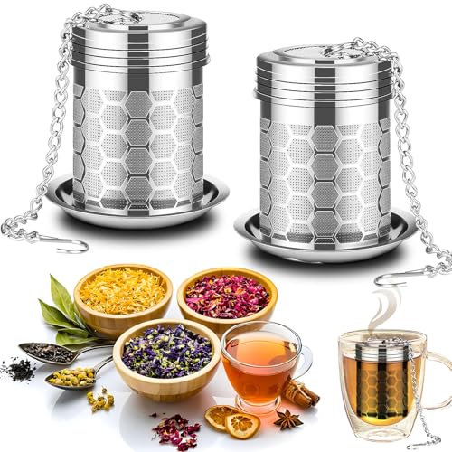 ZHYLUO Filtros de Té,2 Piezas Colador de Té de Acero Inoxidable,Filtros de Té Acero Inoxidable,para Teteras y Tazas