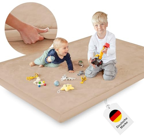 BabybeFun Krabbelmatte Baby - kuschelig weich - 3cm Dicke Spielmatte - schützt vor Stößen - Teppich Kinderzimmer 150x200cm - rutschfeste Schaumstoffmatte - Spielteppich Kinder - Krabbeldecke warm