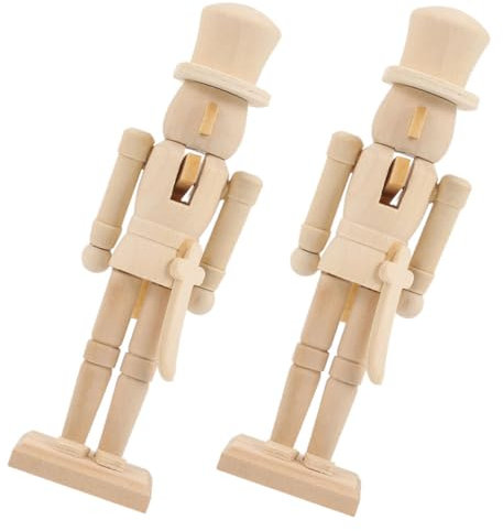 ibasenice 2pezzi Figurine Nutcracker Non Verniciato Decorazioni Natalizie Te Per Artigianali Soldatini e Personalizzare Per