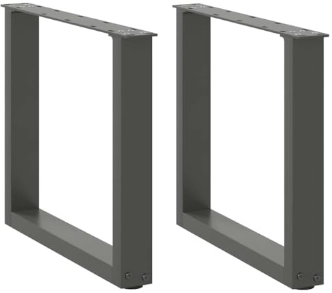 vidaXL Pieds de Table Basse en U, 2 pièces, Anthracite, 50 x (42-43) cm, Acier