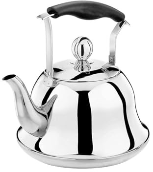 Teiera in acciaio inossidabile con infusore, bollitore da 2 l, bollitore per acqua a fischio, bollitore per piano cottura, induzione/gas (argento)