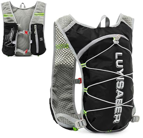 Running Backpacks, Lightweight Running Hydration Vest Backpack with Reflective Design, Functional Running Vest, Hydration Vest Pack for Outdoor Climbing Hiking Cycling Biking (Black, one size)