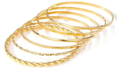 MYGLOAR 6er-Pack Boho-Damen-Armreifen, Armbänder, goldene Armbänder, verstellbare stapelbare Kettenarmbänder, stilvolle mehrlagige Armbänder für Frauen und Mädchen, Schmuckgeschenke