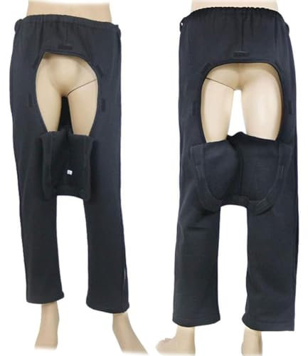 Männer Und Frauen Patientenpflege Hose Mit Offenem Schritt, Reißverschluss Patientenhose, Inkontinenz Hosen Katheter Hosen Krankenhaus Heimpflege Pflegehilfe Für Fraktur Ältere(Size:XL,Color:schwarz)