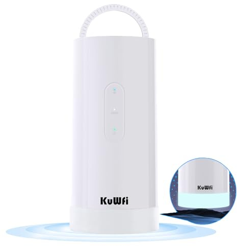 KuWFi 1200Mbps CAT6 4G + Router 4G LTE mit Sim, WiFi-Modem mit Plug and Play für alle Betreiber, Campinglicht in 5 Farben, LAN/WAN-Anschluss, Akku 10000 mAh, ideal für Outdoor-Aktivitäten