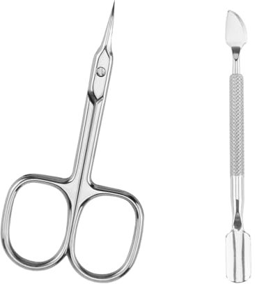 Taglia Cuticole Professionale, Set di Forbicine di Precisione per Cuticole e Spingipelle in Acciaio Inossidabile con Punte Curve e Ultra Affilate, Manicure, Sopracciglia, Strumenti per la Cura