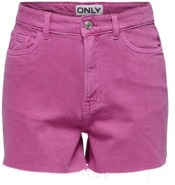 ONLY Pantalones cortos para mujer ONLGABI-Prime HW RW COL PNT, Fucsia Fedora, L