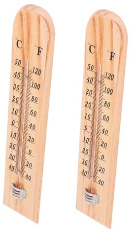 UKCOCO 2pezzi Termometro Decorativo in Legno Da Parete Per Ed Esterno Misuratore Temperatura Garage e