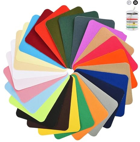 Flicken zum Aufbügeln, 29 Stück Bügelflicken mit Nähset, Aufbügelflicken Bügelpatch Erwachsene für Kleidung Hüte Kleidungsreparatur - Bunt, 12,5x 9,5cm