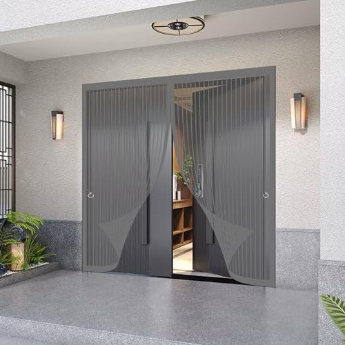 Mosquiteras Magneticas 147 x 252 cm Proteger a su Familia Cortina Mosquitera Puerta Exterior Mantiene El Aire Fresco para Puertas de Madera, Puertas de Hierro, Gris