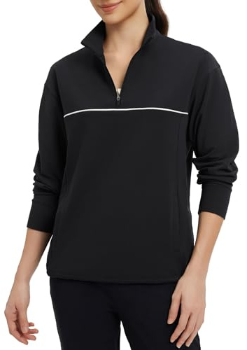 baleaf Women's Fleece Pullover Half Zip Running Jacket Golf Thermal Shirts Winter Cold Weather Gear Water Resistantr Balck M Black