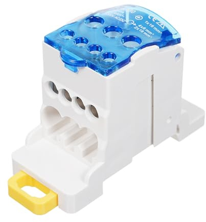 Naroote Cuadro de Distribución de Bloque de Terminal, 1 en 6 Caja de Distribución de la Unión de Tipo Riel con Caja de Protección de de Cubierta Transparente para el Cuadro de (UKK80A)