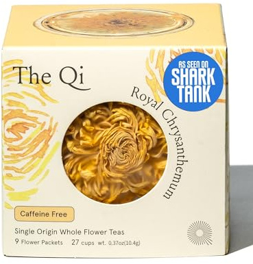 The-Qi Royal Chrysanthemum Blooming Flower Tea – 9 Pcs Whole Chrysanthemum Flowers – 100% All Natural Blooming Tea Gift Set for Inner Calm & Relaxation, Naturally Caffeine-free – Makes 27 Cups