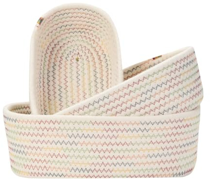 VINATO Panier de Rangement,Petit Panier Tressé, Lot de 3 Organisateur Salle de Bain Multifonctions (3 Tailles) - pour Salle de Bain, Cuisine, Chambre d'Enfants et Déco