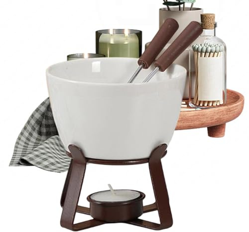 Generisch di Fusione di Cioccolato,300 ml in Ceramica con forchette | Burro Smalto fonduta, Set di Tazze per fonduta, per Vacanze, Compleanni, Dessert, Dolci, Formaggio, Burro, Snack, Uso
