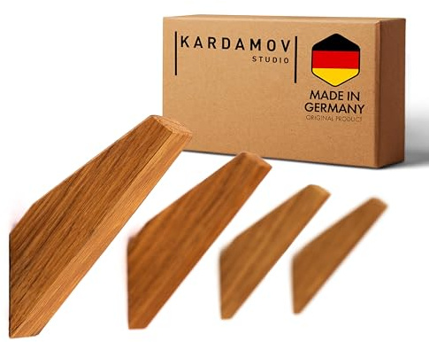 4er Set Wandhaken aus Eiche, Garderobenhaken lokal handgefertigt in Berlin | 100% massives Naturholz, moderne Kleiderhaken aus Eiche, nachhaltige Holzhaken, Wandhaken aus Holz, Design Handtuchhaken