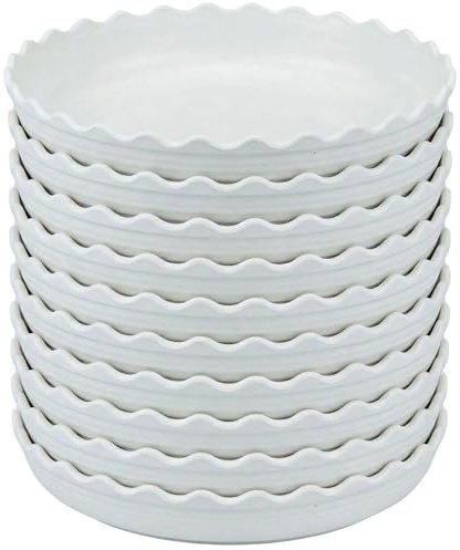 Yikryy 30cm (12 Inch) Round Plant Saucers, Pack of 10 | Thick Plastic Plant Pot Trays & Drip Catchers | Indoor & Outdoor Garden Planter Saucers, Waterproof & Durable | White