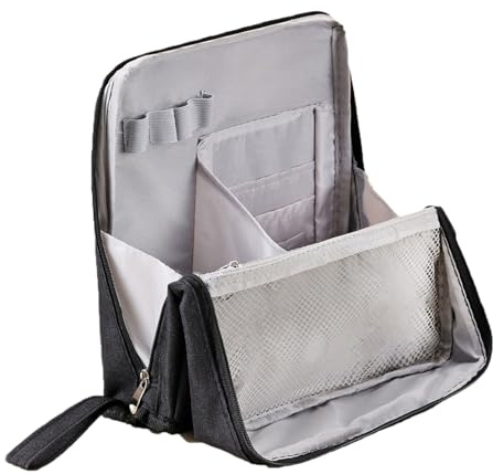 Resemakeupväska, 9,06 x 2,56 x 8,66 tum stående kosmetiska väskor resemakeupfodral | Kosmetiskt fodral bärbart vattentätt behållare, organisation och förvaring för dam badrumstillbehör canvas, svart