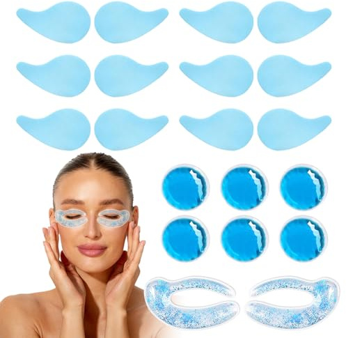20 Parches Antifaz Gel Frio Parches Ojos Reutilizables,Reutilizables,Que Brindan Un Cuidado De Compresas FríAs Y Calientes Duales Para Aliviar Las Bolsas De Los Ojos,Las Ojeras Y La Fatiga Ocular