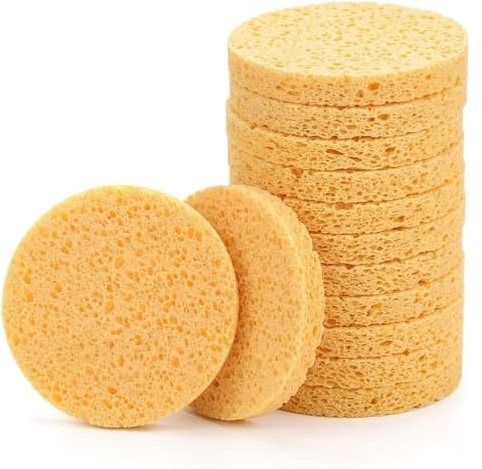 12pcs Large Round Facial Sponges, Reusable Face Cleansing Pad Set