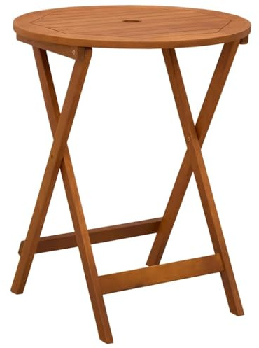 Qnhdfrt 24 Round Folding Eucalyptus Wood Patio Table
