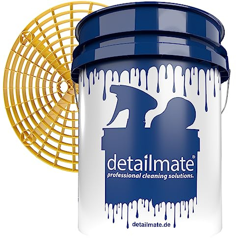 detailmate Professional Car Cleaning Set - Wash Bucket 5 GAL (approx. 20 Litres) / Grit Guard Insert Yellow