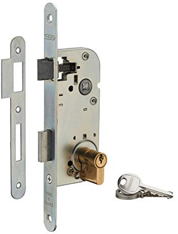 THIRARD - Serrure Encastrable à Cylindre pour Porte d'Entrée - Axe 40 mm - Bouts Ronds - Cylindre 30 x 30 mm - Zingué - 3 Clés - Mécanisme à 1 Tour - Gris