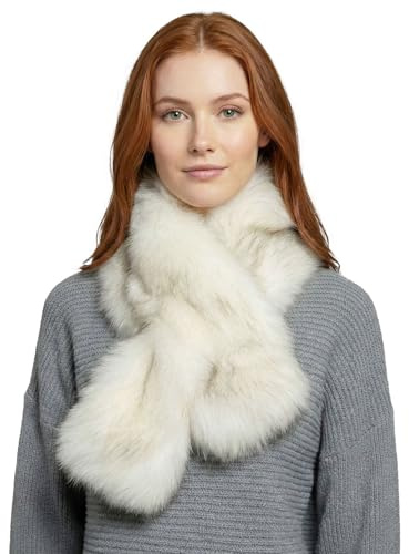 Basic Sense Women's Winter Faux Fur Scarf Pull Through Collar with Velvet Lining
