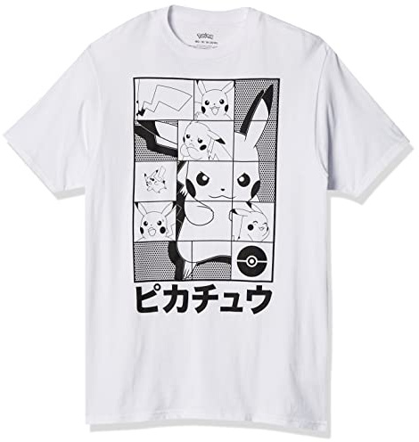 Pokémon T-Shirt Pikachu Puzzle Japonais Power, Blanc, 2X