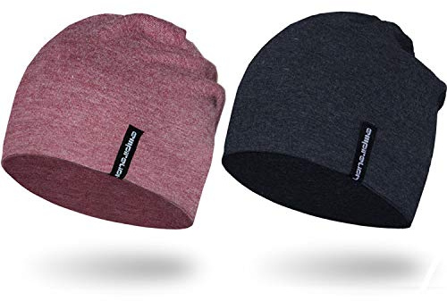 Empirelion 9 Multifunktionale Leichte Beanie-Mützen Running Skull Cap Radsport-Kappen Helmfutter Helm Unterziehmütze Schlaf Kappen für Herren Damen 2 Pack