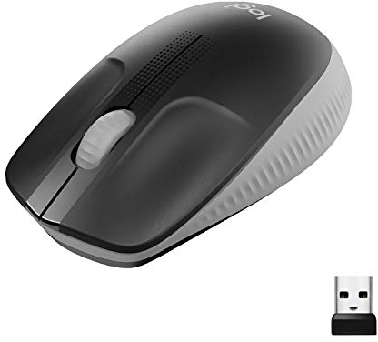 Logitech M190 Souris sans fil, design ambidextre, durée de la batterie 18 mois avec mode économie d’énergie, récepteur USB, contrôle précis du curseur + défilement, large molette de défilement - Gris