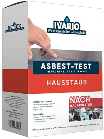 IVARIO Asbest-Test Hausstaub/Raumluft | Bei Verdacht auf freigesetzte Asbestfasern, im deutschen Fachlabor analysieren lassen