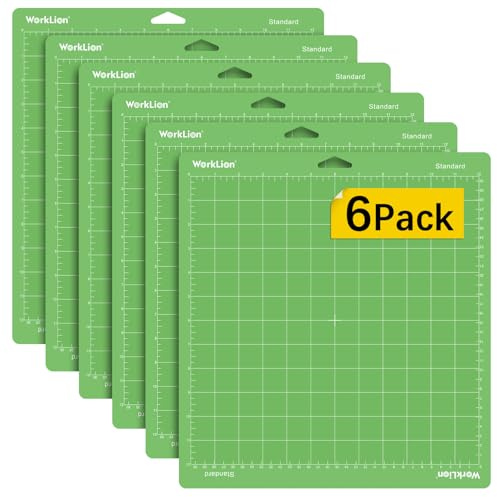 WORKLION Cutting Mat StandardGrip Compatible with Cricut: (12x12 Inch, 6 Mats) Explore One/Air/Air 2/Maker Standard Adhesive Sticky Non-Slip Durable Craft Mat - Replacement Accessories