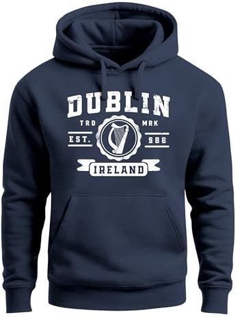 Neverless® Hoodie Herren Dublin Irland Retro Design Print Aufdruck Kapuzen-Pullover Männer Fashion Streetstyle