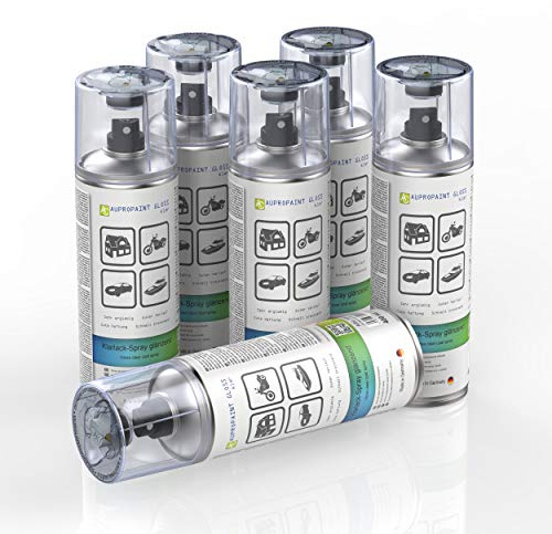 AUPROTEC Lackspray AUPROPAINT GLOSS klarlack glänsande spraylack glanslack bil lack spray 6 x 400 ml