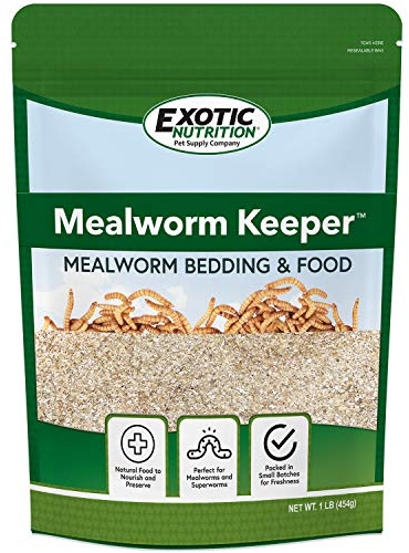 Exotic Nutrition Mealworm Keeper - Healthy Bedding & Feed for Breeding Live Feeder Mealworms… (1 lb)